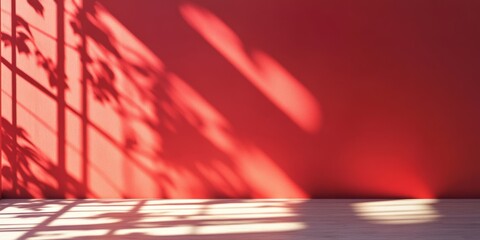 Poster - A beautifully serene capture that elegantly showcases the shadows casting beautifully on a vibrant red wall