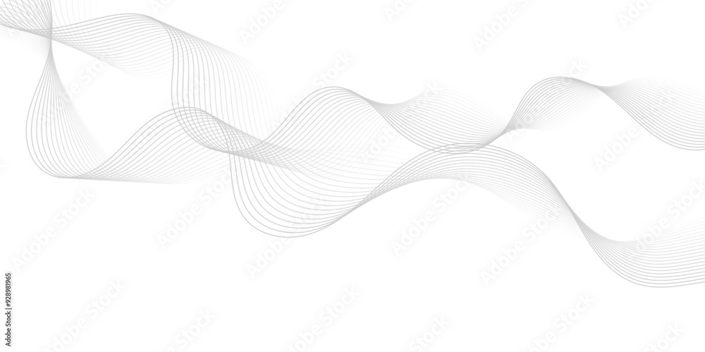 Abstract gray wave dynamic curve lines on transparent background with ...