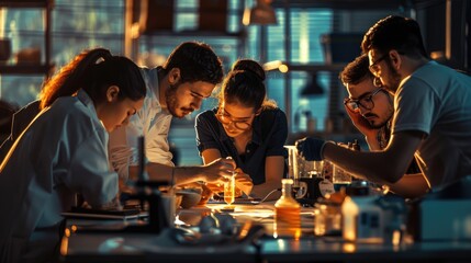 Poster - A group of people gathered around a table, working together or discussing something