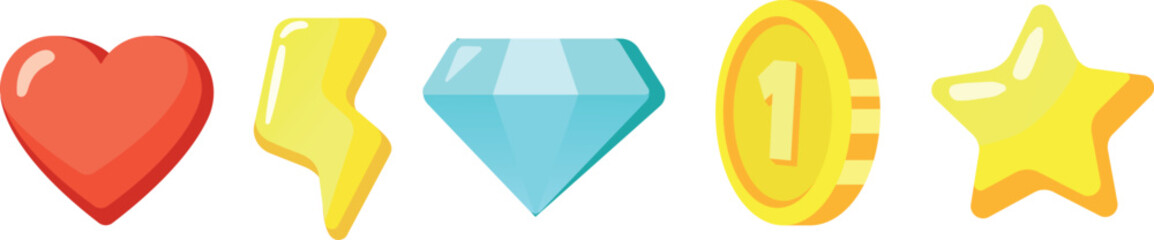 Leinwandbilder - Game interface icon. Cartoon style ui symbols