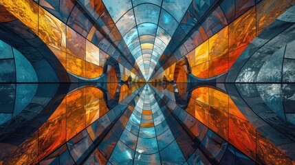 Wall Mural - Abstract Geometric Tunnel of Color and Light