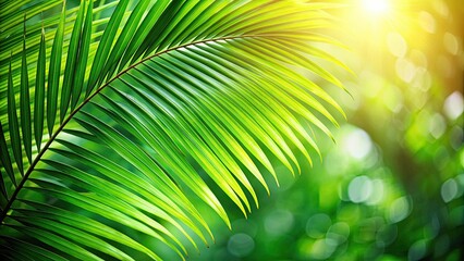 Tropical palm leaf with vibrant green nature background, tropical, palm leaf, jungle, foliage, green, exotic, plant