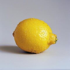 Wall Mural - A yellow lemon on a light grey background.