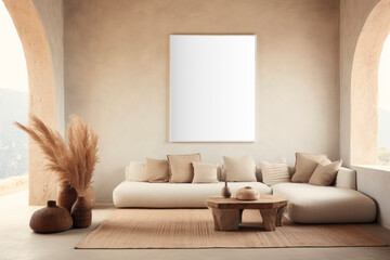 Wall Mural - PNG living room picture frame mockup, transparent design