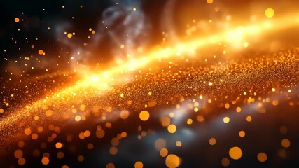 Wall Mural - golden particles flowing with light streaks