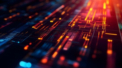 Poster - Abstract digital lines and lights creating a futuristic technology background, perfect for tech and innovation themes.