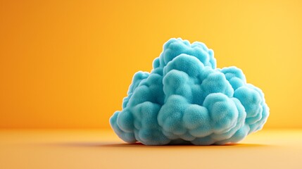 Sticker - Fuzzy Blue Cloud on Orange Background.