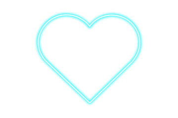 Glowing neon heart. Blue beam heart laser light
