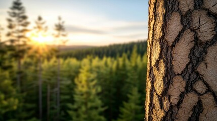 Wall Mural - A sustainable forestry operation, managing tree harvests to ensure long-term forest health