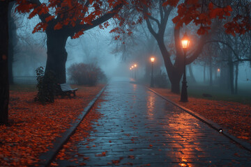 Canvas Print - Autumn Night At Poland