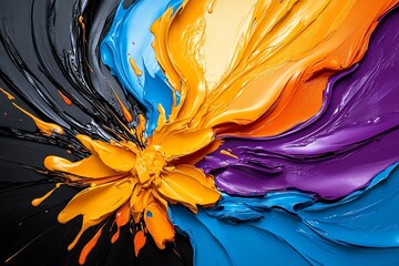Poster - Vibrant abstract paint swirl with bold colors, showcasing dynamic movement and creativity in a striking visual composition.