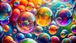 © Udomner - Colorful bubbles floating in a vibrant and dynamic composition, Bubble, Art,Abstract, Multicolored, Sphere, Design