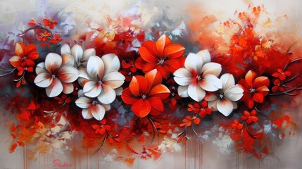 Wall Mural - A beautiful bouquet of orange and white orchids