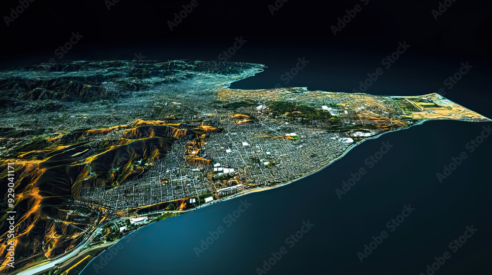 Technical aerial visual, 3D LiDAR GIS aerial map satellite scan model ...