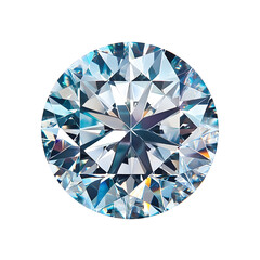 Wall Mural - Shiny diamond gem top view isolated on white background