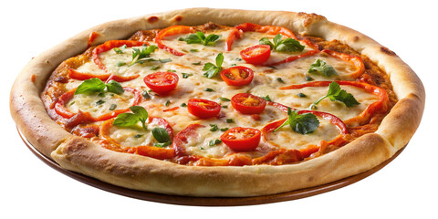 Wall Mural - Cheesy Italian pizza isolated on transparent background