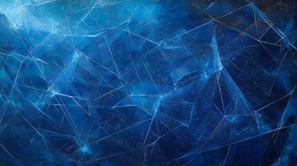 Wall Mural - Abstract Cracked Blue Glass Texture