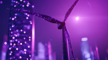 Wall Mural - concept idea eco power energy wind turbine, purple color