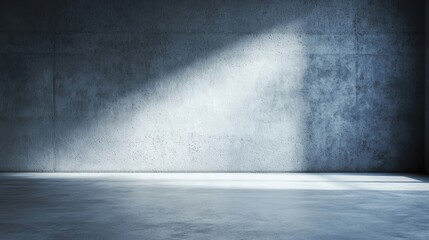 Poster - A minimalist concrete wall with dramatic lighting casting shadows, ideal for modern interior design concepts.