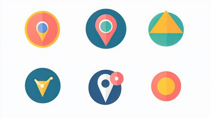 A collection of position point icons in flat style, presented as vector icons. 