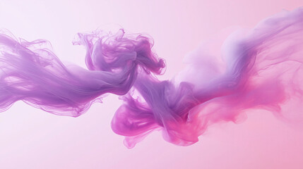 Wall Mural - Abstract waves of pink and purple smoke in motion on a light background.