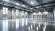 © Four888 - Polished grey concrete floor with subtle texture and soft natural light reflection, creating a modern and sleek atmosphere in an empty industrial space.
