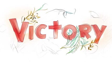 Poster - Victory Artwork With Floral Details in Soft Pastel Colors Generative AI
