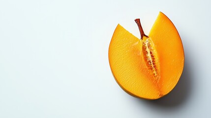 Wall Mural - A ripe mango, sliced to display its vibrant orange flesh, isolated on a white background, emphasizing its export quality