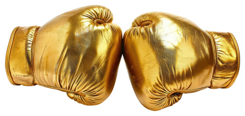 Sticker - PNG Golden boxing gloves isolated background