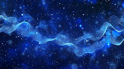 Poster - Abstract Blue Swirling Nebula with Scattered White and Blue Lights