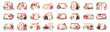 © DesignSells - Mega set of pink concepts with people scene in flat cartoon design. An extensive collection of vibrant illustrations of men and women with big items. Vector illustration.