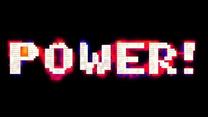 Poster - colorful pixel art of 'power' on black background generative ai