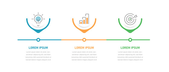 an infographic timeline consisting of 3 stages can be used for presentations