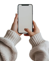 Poster - PNG  Hands holding modern smartphone device