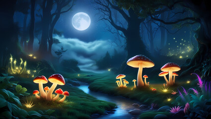 Wall Mural - enchanted nightscape generative ai