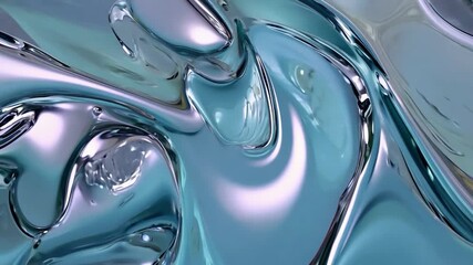 Poster - Fluid abstract patterns in vibrant blue and silver tones creating an immersive visual experience