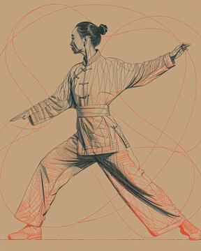 Tai Chi Lines In Motion - A woman in a robe