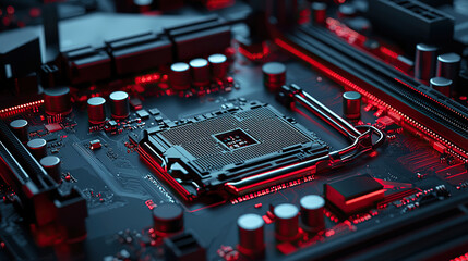 electronic circuit board blue tech background	
