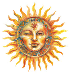 Canvas Print - PNG Vibrant artistic sun illustration