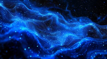 Wall Mural - Abstract Blue Wave with Glowing Particles