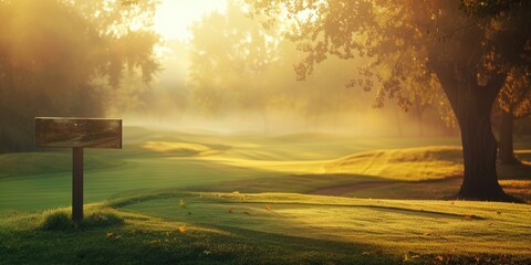 Poster - Sign on Green Fairway of Golf Course