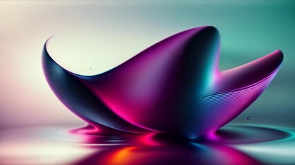 Wall Mural - Looped seamless animation with vibrant neon colors sphere drop and purple glass transparent waves, wavy abstract fluid dynamic footage.