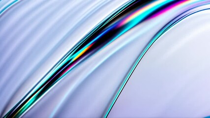 Wall Mural - Looped seamless animation with 3d neon flow, rainbow wave liquid, glass curve line, transparent paint or water on wavy light blue background, abstract fluid dynamic footage.