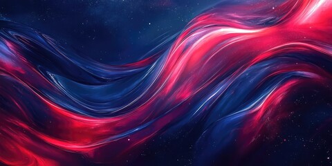 Wall Mural - Abstract Swirling Red and Blue with Glittering Stars