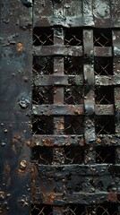 Canvas Print - Rusty Metal Gate Texture: Industrial Architecture Background