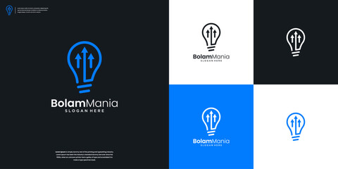 Wall Mural - Bulb light lamp logo and arrow financial icon design inspiration