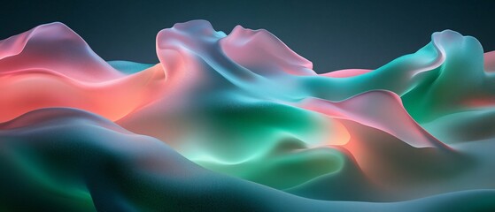 Wall Mural - Abstract wave-like forms with soft, glowing colors creating a serene visual experience.