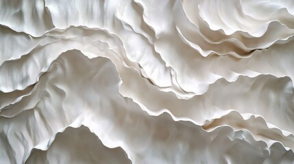 White Clay Waves: Abstract texture of white clay, resembling ocean waves or ethereal clouds. 