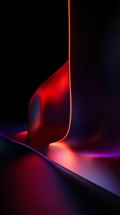 Wall Mural - An abstract composition of flowing shapes with vibrant colors against a dark background.