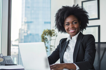 Wall Mural - Portrait of a beautiful black business woman in the office